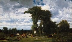 JULES DUPRE SIĞIRLAR İLE AĞAÇLAR ESERİ DUVAR POSTERİ