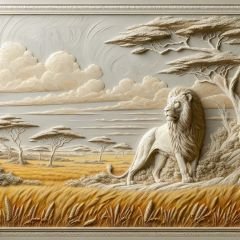 RÖLYEF TROPİK VE ASLAN DUVAR POSTERİ