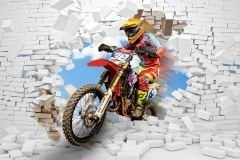 KIRIK DUVAR MOTORSİKLET DUVAR POSTERİ