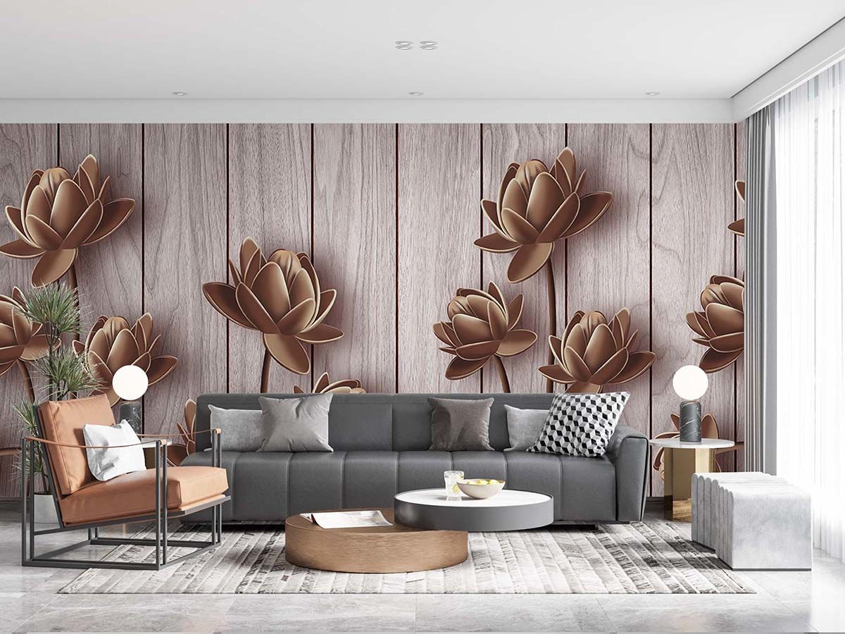 KAHVERENGİ ÇİÇEKLER DUVAR POSTERİ
