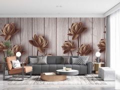 KAHVERENGİ ÇİÇEKLER DUVAR POSTERİ