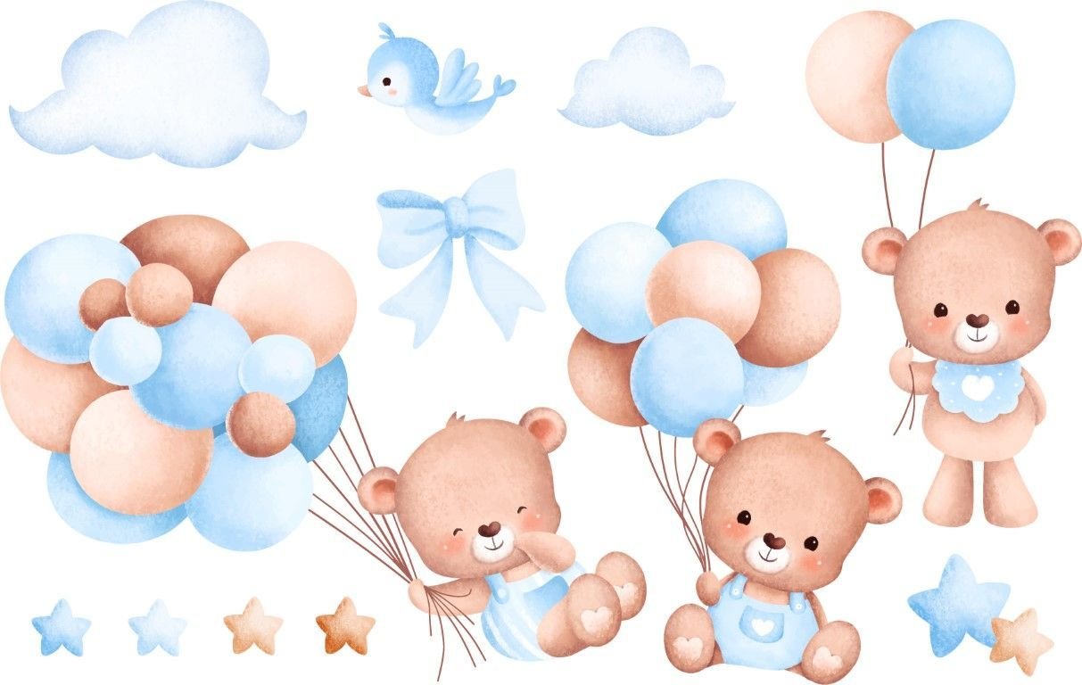 BALON TUTAN AYICIKLAR DUVAR POSTERİ