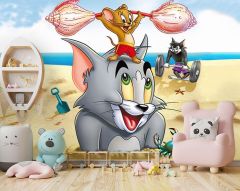 SAHİLDE TOM VE JERRY DUVAR POSTERİ