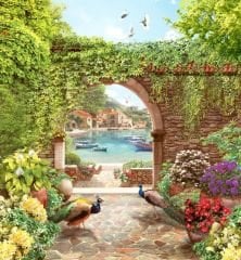 TAVUS KUŞLU DENİZ MANZARALI DUVAR POSTERİ