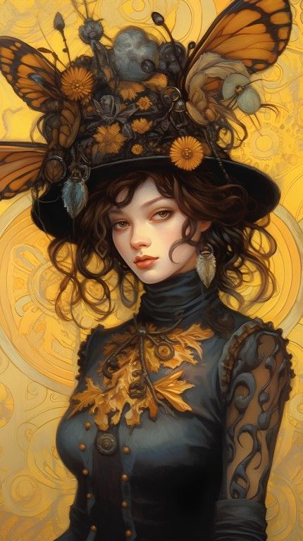 KELEBEK ŞAPKALI KADIN DUVAR POSTERİ